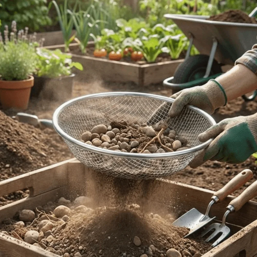 Garden Sieve Soil - Cesta de malla para tamizar tierra